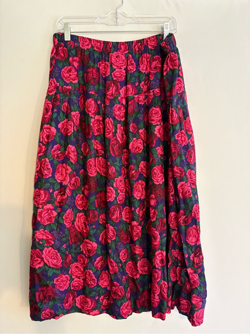 Jennifer Moore Skirt with Bright Pink Rose Print